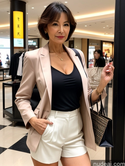 ai nude image of there is a woman standing in a mall holding a purse pics of Milf Perfect Boobs Beautiful Perfect Body 60s Seductive Pixie Chinese Mall Blouse Casual Jacket Professor Secretary Shirt Stylish Suit Cleavage Detailed Sexy Face