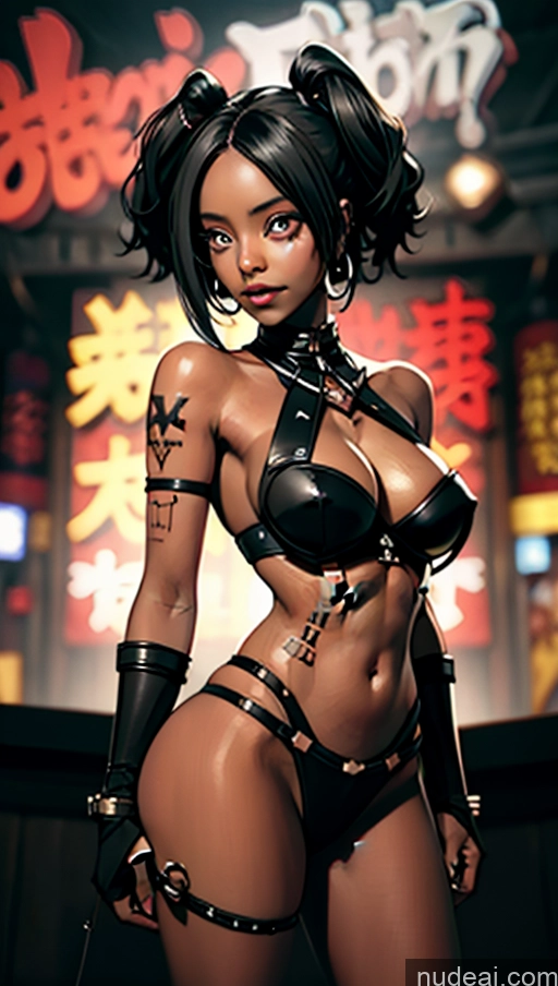 Busty Perfect Boobs Pubic Hair Tanned Skin Dark Skin Black Hair African Skin Detail (beta) Stage Close-up View Nude No Panties? Gothic Punk Girl Buxomy Objection!