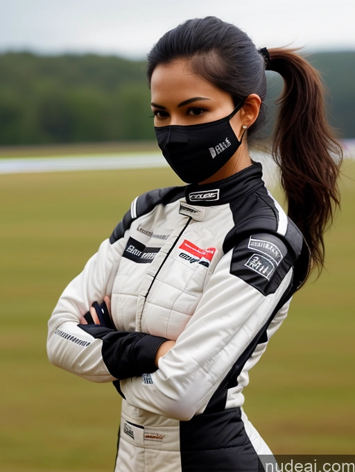 related ai porn images free for Model One Perfect Boobs Perfect Body 20s Serious Seductive Black Hair Ponytail Spanish Skin Detail (beta) Front View Face Mask Race Driver Suit Detailed Sexy Face