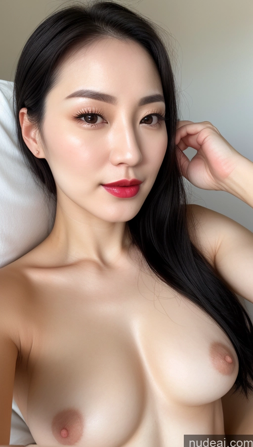 related ai porn images free for Woman One Small Tits Beautiful Lipstick Fairer Skin 30s Black Hair Slicked Korean Close-up View