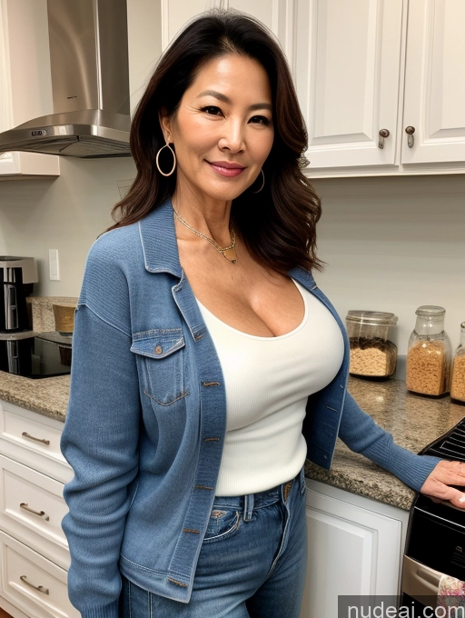 related ai porn images free for Milf Perfect Boobs Beautiful Perfect Body 60s Korean Kitchen Jacket Jeans Shirt Stylish Sweater Cleavage Detailed