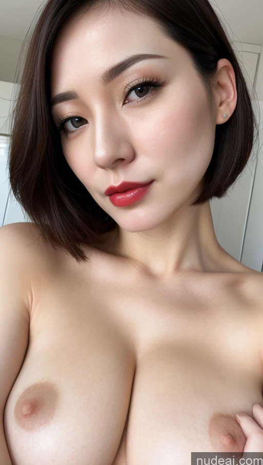 related ai porn images free for Woman One Beautiful Close-up View Fairer Skin Black Hair Lipstick 30s Korean Detailed Bobcut Huge Boobs