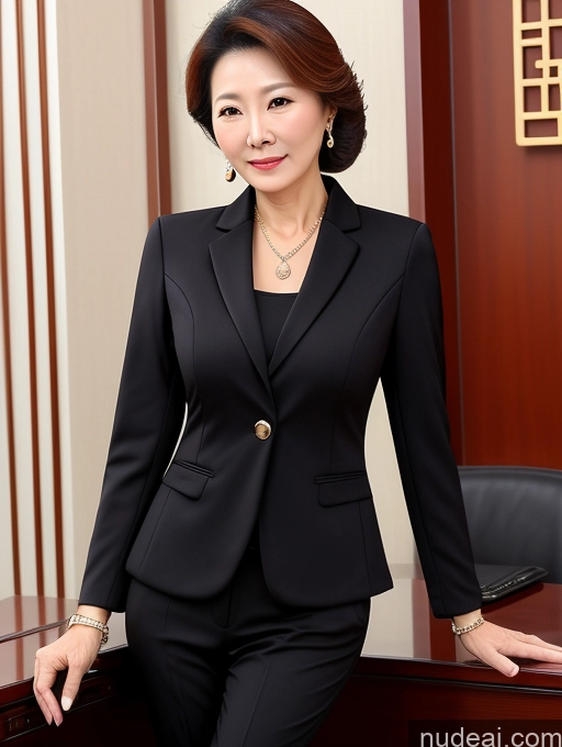 related ai porn images free for Milf Two 60s Chinese Casual Stylish Cleavage Detailed Office Suit Blouse