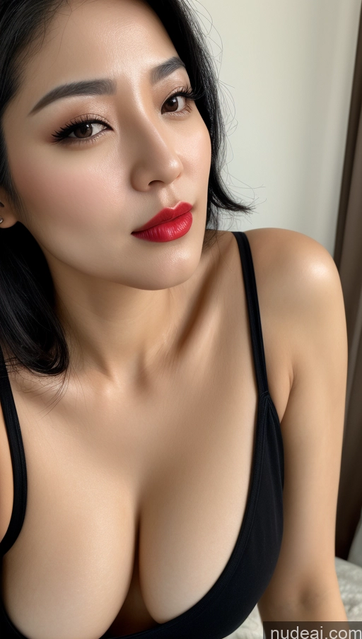 related ai porn images free for Woman One Beautiful Lipstick 30s Black Hair Close-up View Korean Small Tits Slicked Tank Top