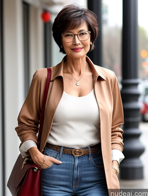 related ai porn images free for Milf Beautiful Perfect Body Glasses Sexy Face Short Hair Chinese Blouse Bra Casual Jeans Jacket Sweater Shirt Stylish Secretary Professor Suit Cleavage Detailed 60s