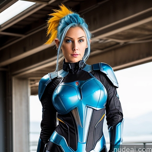 related ai porn images free for Muscular Mech Suit Sci-fi Armor Superhero Deep Blue Eyes Super Saiyan 4 Super Saiyan 30s Woman Perfect Boobs Straight Blue Hair Perfect Body Small Tits Transparent Science Fiction Style Front View