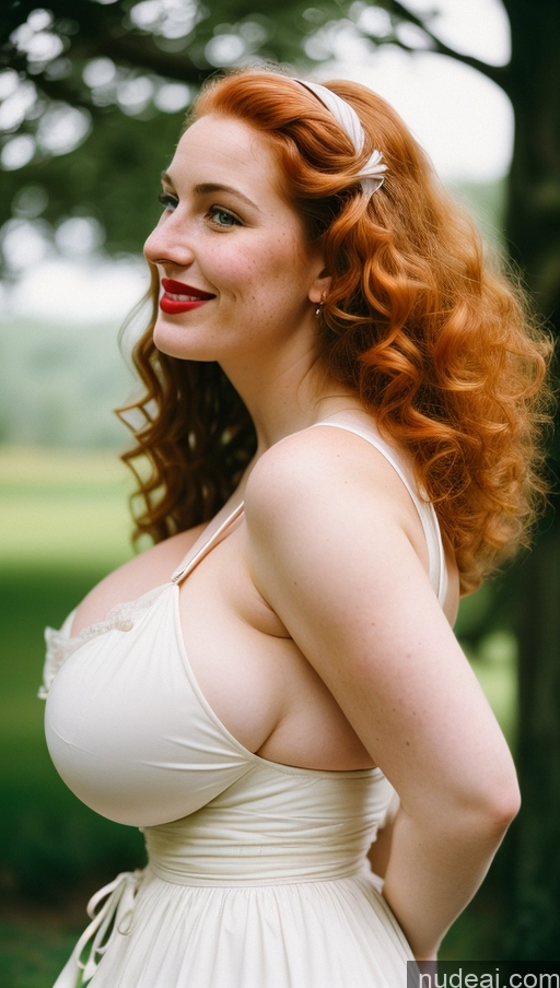 ai nude image of arafed woman in a white dress with a red hair pics of Huge Boobs Perfect Boobs Big Ass Lipstick Thick Big Hips Perfect Body Beautiful Victorian Vintage Curly Hair Happy White Hair Fairer Skin Woman Cleavage Medieval Irish Chubby Tall Side View