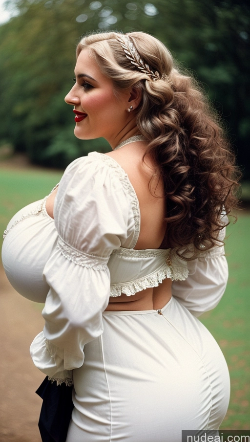 ai nude image of pregnant woman in white dress with a black purse and a forest pics of Huge Boobs Perfect Boobs Big Ass Lipstick Thick Big Hips Perfect Body Beautiful Victorian Vintage Curly Hair White Hair Fairer Skin Woman Cleavage Medieval Chubby Busty Traditional Alternative German Side View Laughing