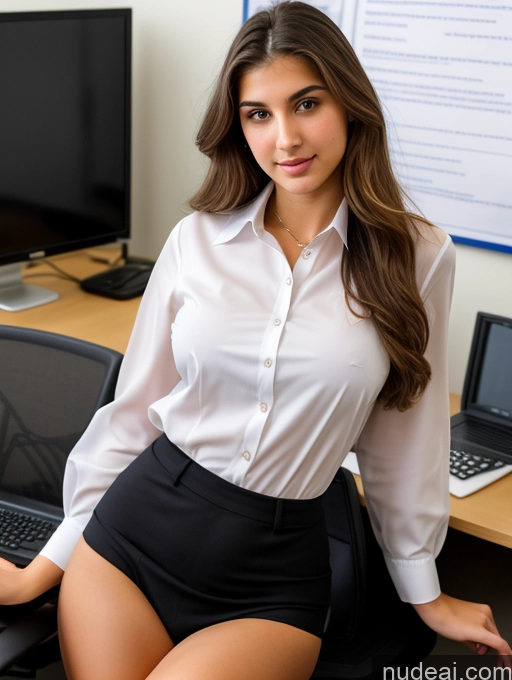 ai nude image of there is a woman sitting at a desk with a laptop pics of Sorority Beautiful Perfect Boobs Perfect Body 18 Sexy Face Jewish Office Blouse