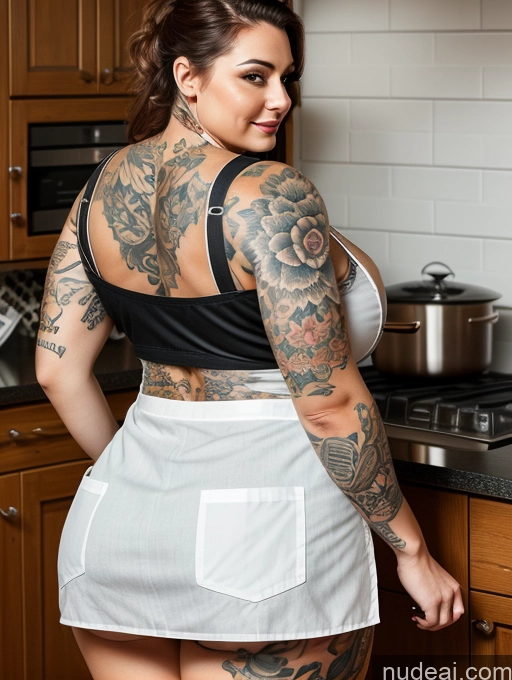 ai nude image of there is a woman with tattoos on her back and a white apron pics of Woman Busty Huge Boobs Tattoos Big Ass Thick Apron Dutch