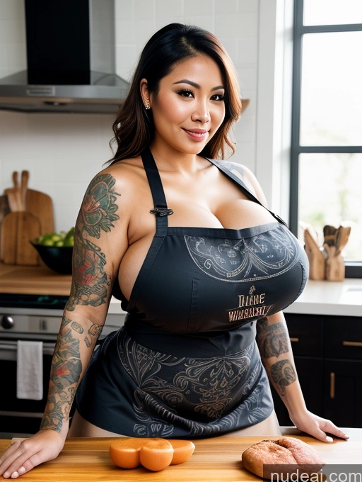 ai nude image of there is a woman with a large breast posing for a picture pics of Woman Busty Huge Boobs Tattoos Big Ass Thick Apron Filipina