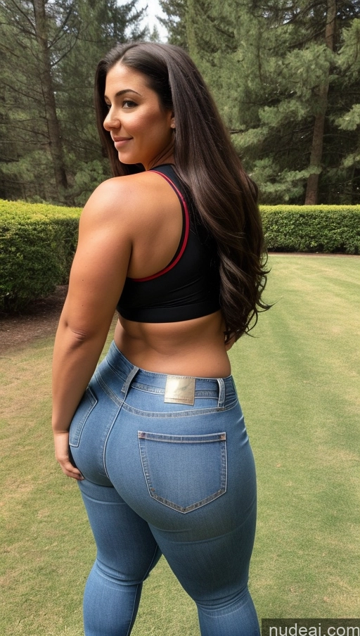 ai nude image of a woman in a black top and jeans standing in a field pics of Athlete Big Ass Big Hips Jeans Long Hair