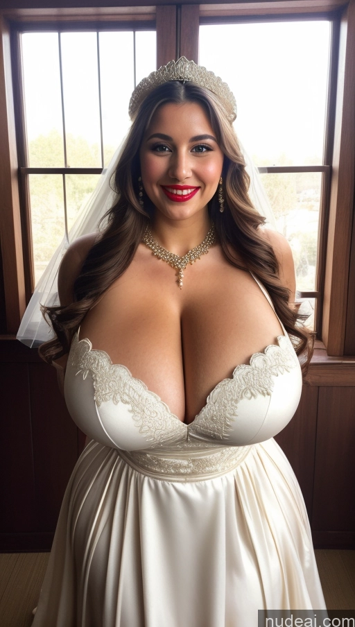 ai nude image of a close up of a woman in a wedding dress posing for a picture pics of Huge Boobs Perfect Boobs Busty Beautiful Big Ass Lipstick Thick Big Hips Perfect Body Dress Traditional Wedding Pearl Jewelry Victorian Medieval Cleavage Sexy Face Happy Czech