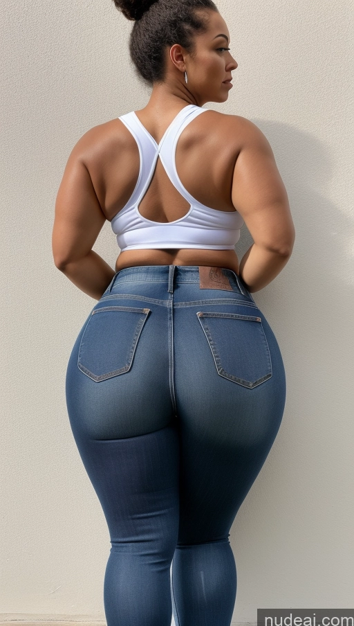 ai nude image of araffe butt lifter in a white top and blue jeans pics of Athlete Big Ass Big Hips Jeans