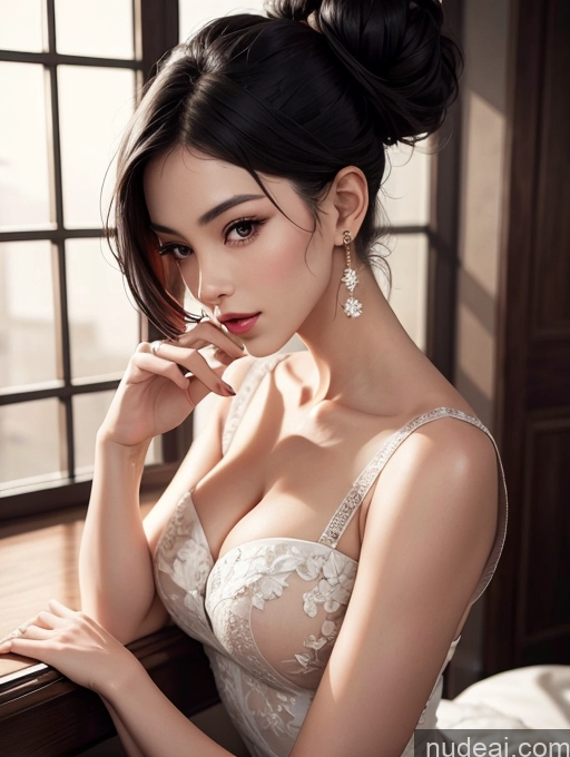 related ai porn images free for Asian Woman Dress Hair Bun Black Hair