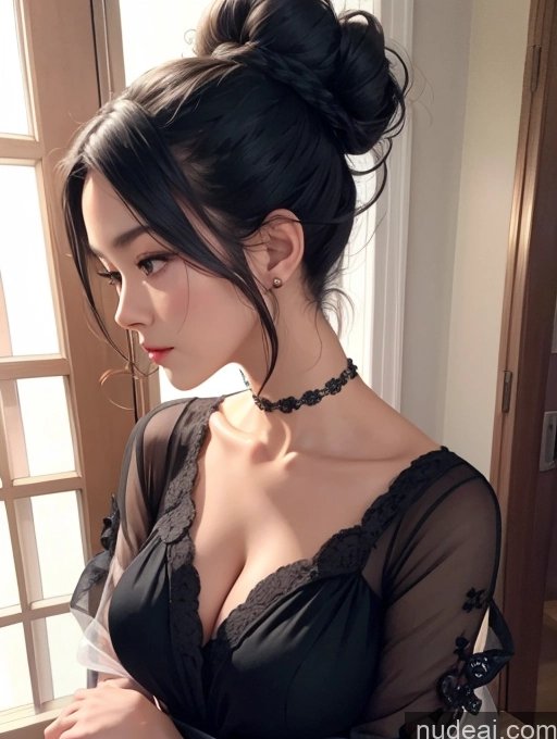 related ai porn images free for Asian Woman Dress Hair Bun Black Hair