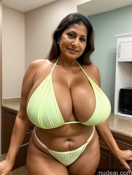 related ai porn images free for Milf One Busty Huge Boobs Thick Tanned Skin 60s Indian Front View Maid Microkini Thong