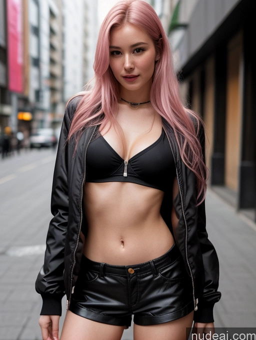 related ai porn images free for One Skinny Abs Long Hair Japanese Cyberpunk Street Bomber Short Shorts Topless Dark Lighting 18 Busty Small Tits Goth Happy Serious Pink Hair Jacket Blouse Fairer Skin