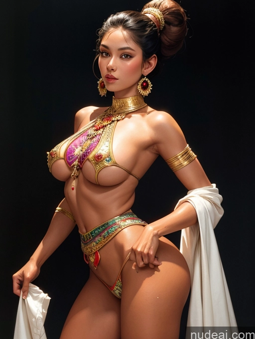 ai nude image of araffed asian woman in a bikini and gold jewelry posing for a picture pics of Tanned Skin Front View Traditional Art By Boris Vallejo Boris Vallejo Art Style Thai