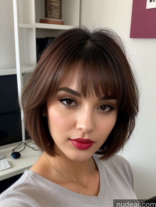 related ai porn images free for Soft + Warm Office Close-up View Casual Bright Lighting Detailed Seductive Pouting Lips 20s Bobcut