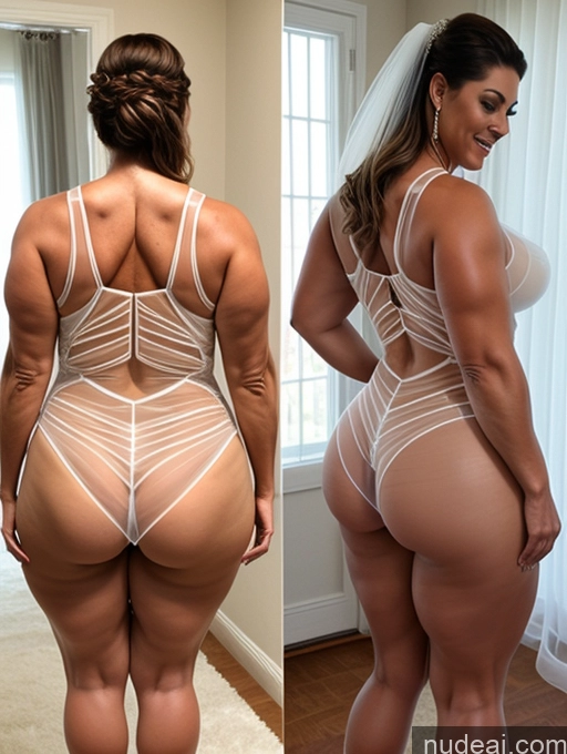 ai nude image of arafed woman in a wedding dress and a bride in a wedding dress pics of Milf Chubby Thick Big Ass Muscular Wedding Transparent