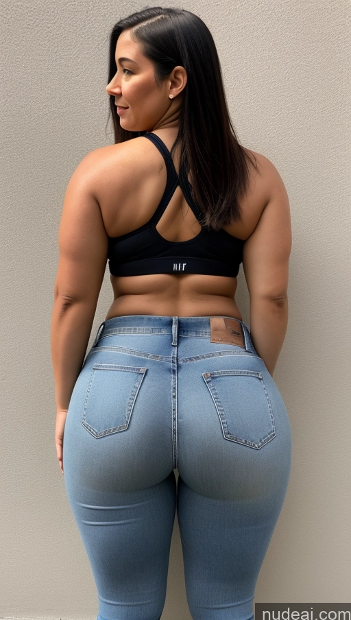 ai nude image of araffe butt lifter in a black bra top and jeans pics of Athlete Big Ass Big Hips Jeans