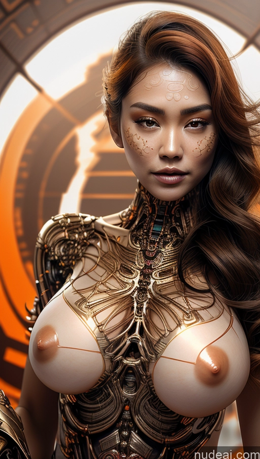 ai nude image of arafed woman in a gold bodysuit with a sword pics of Busty Tanned Skin Futuristicbot V2 Phoenixdress Huge Tits, Hard Nipples Skin Detail (beta) Filipina Ginger Halloween Perfect Boobs