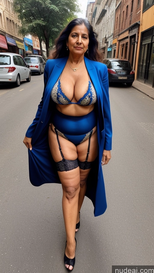 ai nude image of araffe woman in blue jacket and panties walking down the street pics of Milf Busty Big Ass 70s Long Hair Indian Cleavage Bikini Street Suit Stockings