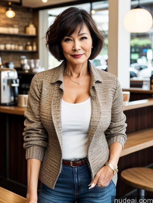 related ai porn images free for Milf Perfect Boobs Perfect Body Beautiful 70s Sexy Face Short Hair Cafe Jacket Jeans Casual Stylish Secretary Professor Shirt Sweater Cleavage Detailed Asian