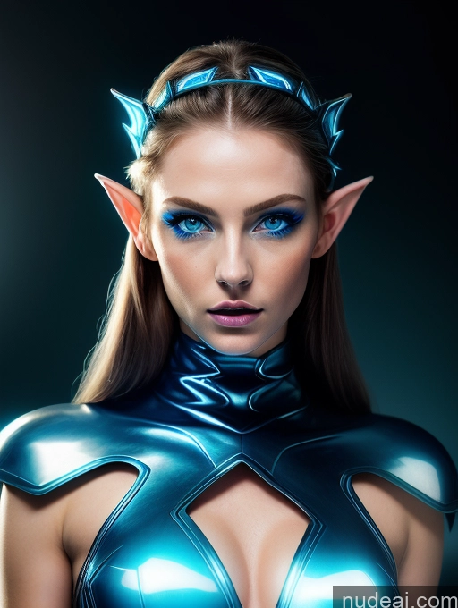 ai nude image of arafed woman in a shiny blue costume with horns and blue eyes pics of One Dark Lighting Detailed Deep Blue Eyes Futuristic