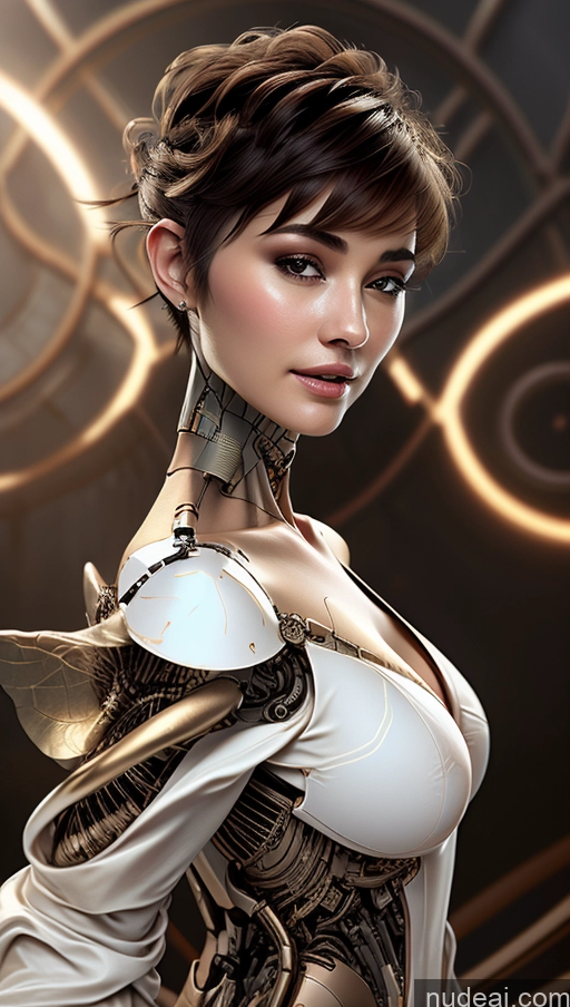 ai nude image of there is a woman with a futuristic body and a futuristic head pics of Afingering Busty Laughing Phoenixdress French Tanned Skin Futuristicbot V2 Pixie Huge Tits, Hard Nipples Perfect Boobs