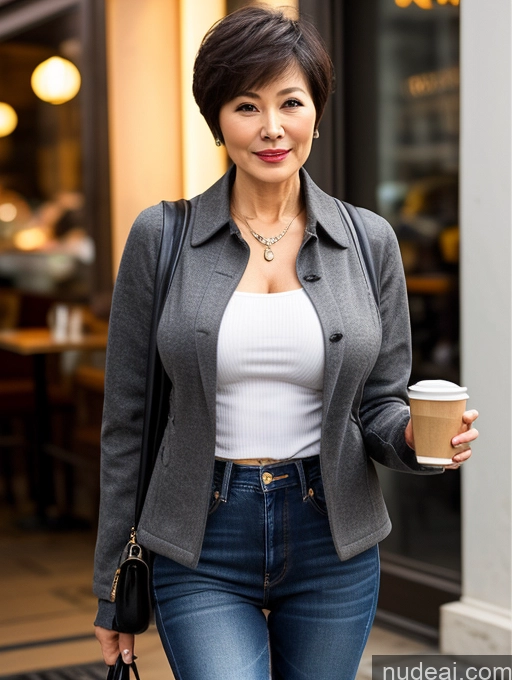 related ai porn images free for Milf Perfect Boobs Perfect Body Beautiful Sexy Face Short Hair Cafe Jacket Jeans Casual Stylish Secretary Professor Shirt Sweater Cleavage Detailed Chinese 70s Dark Lighting