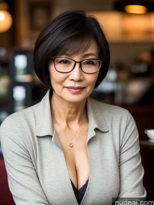 related ai porn images free for Milf Perfect Boobs Perfect Body Beautiful 70s Glasses Sexy Face Short Hair Chinese Cafe Casual Jacket Sweater Stylish Secretary Professor Shirt Blouse Cleavage Detailed Dark Lighting