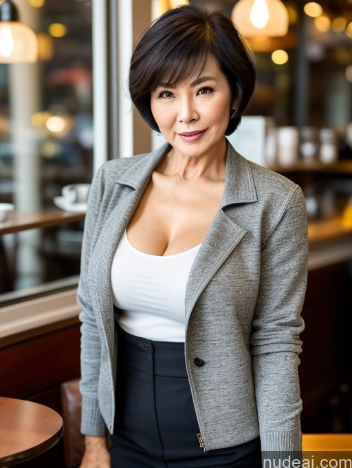 related ai porn images free for Milf Perfect Boobs Perfect Body Beautiful 70s Sexy Face Short Hair Chinese Cafe Casual Jacket Sweater Stylish Secretary Professor Shirt Blouse Cleavage Detailed Dark Lighting