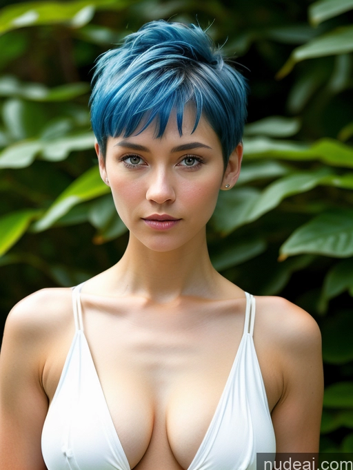 ai nude image of arafed woman with blue hair and a white top posing for a picture pics of Busty Perfect Boobs Tanned Skin Dark Skin Pixie Afingering Futuristicbot V2 Phoenixdress Huge Tits, Hard Nipples Pubic Hair Blue Hair Close-up View Scandinavian