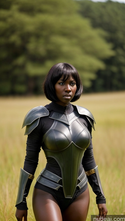 related ai porn images free for Superheroine One Busty Beautiful Thick Dark Skin 20s Serious Angry Black Hair Short Hair African Dark Fantasy Meadow Front View Fantasy Armor