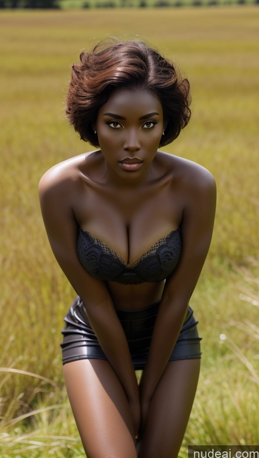 related ai porn images free for Superheroine One Busty Beautiful Thick Dark Skin 20s Serious Angry Black Hair Short Hair African Dark Fantasy Meadow Front View African Doll Likeness