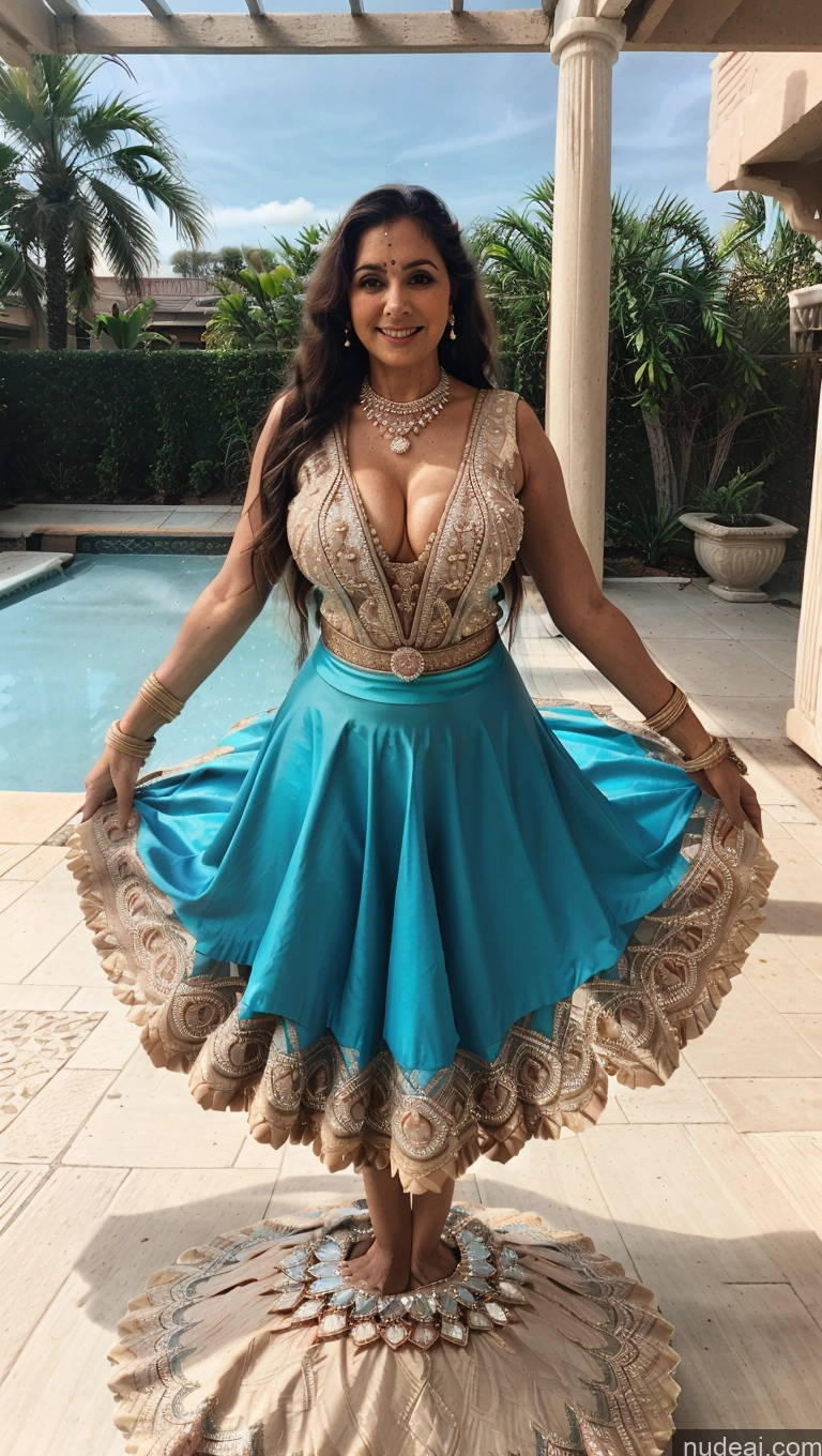 ai nude image of araffe woman in a blue dress standing on a circular rug pics of Milf One Busty Big Ass 70s Long Hair Indian Cleavage Diamond Jewelry Pool Dance Dress: Latin Better Swimwear Beach Tutu