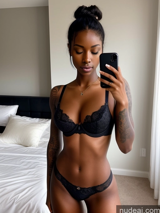 related ai porn images free for Dark Skin 18 T-pose Perfect Body Mirror Selfie Bedroom Model One Perfect Boobs Beautiful Tattoos Skinny Orgasm Seductive Black Hair Hair Bun Black Underwear Bra