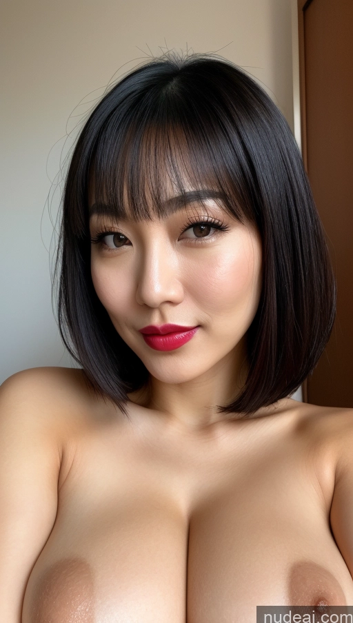 related ai porn images free for Woman One Japanese Beautiful Lipstick Bobcut Black Hair Close-up View Huge Boobs 30s Detailed