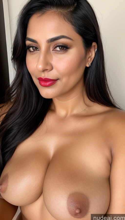 related ai porn images free for Woman One Beautiful Lipstick Black Hair Slicked Close-up View Busty Perfect Boobs 40s Indian Thick