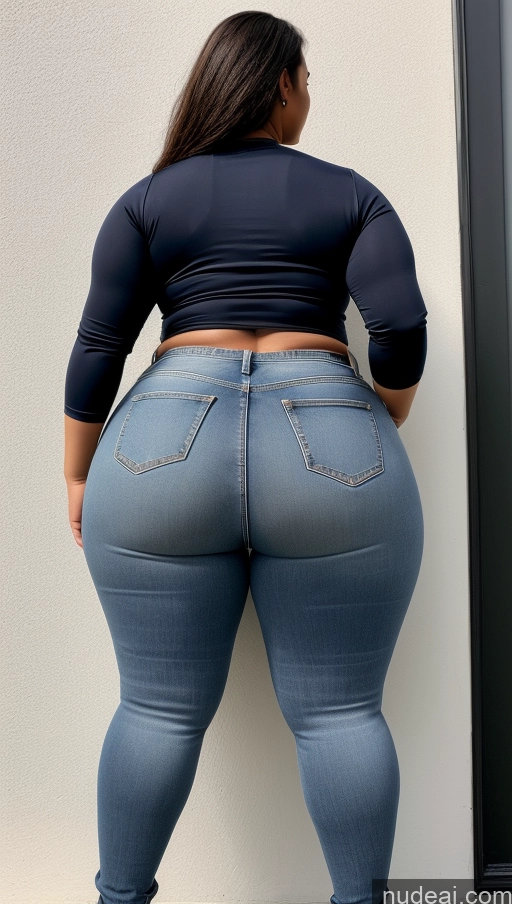 ai nude image of araffe butt lifter in jeans and heels standing against a wall pics of Athlete Big Hips Big Ass Jeans Straight