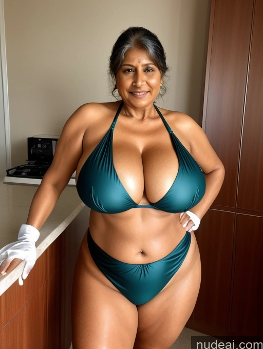 related ai porn images free for Milf One Busty Huge Boobs Tanned Skin Thick 60s Indian Front View Maid Microkini Thong