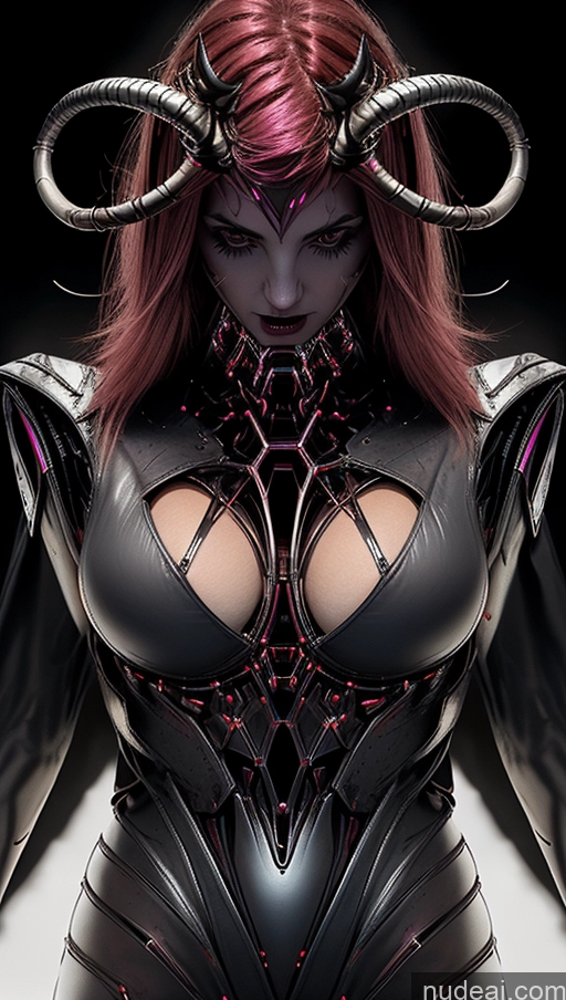 ai nude image of arafed woman in a black leather outfit with horns and a red hair pics of Perfect Boobs Pubic Hair Tanned Skin French Close-up View Futuristicbot V2 Huge Tits, Hard Nipples Succubus Pink Hair Josef Koudelka