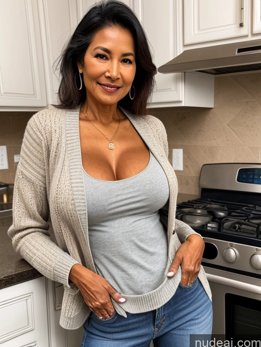 related ai porn images free for Milf Two Perfect Boobs Perfect Body 70s Kitchen Jacket Jeans Casual Stylish Secretary Professor Topless Detailed Sweater Dark Skin Vietnamese