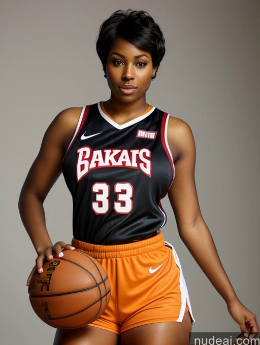 ai nude image of arafed woman in a basketball uniform holding a basketball ball pics of One 20s Serious Seductive Short Hair Black Beautiful Thick Big Ass Big Hips Pubic Hair Busty Basketball