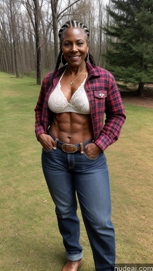 related ai porn images free for Milf Muscular Abs Dark Skin Braided Pubic Hair Big Ass Black Lumberjack Jeans Jacket Western Traditional Thick Big Hips 70s