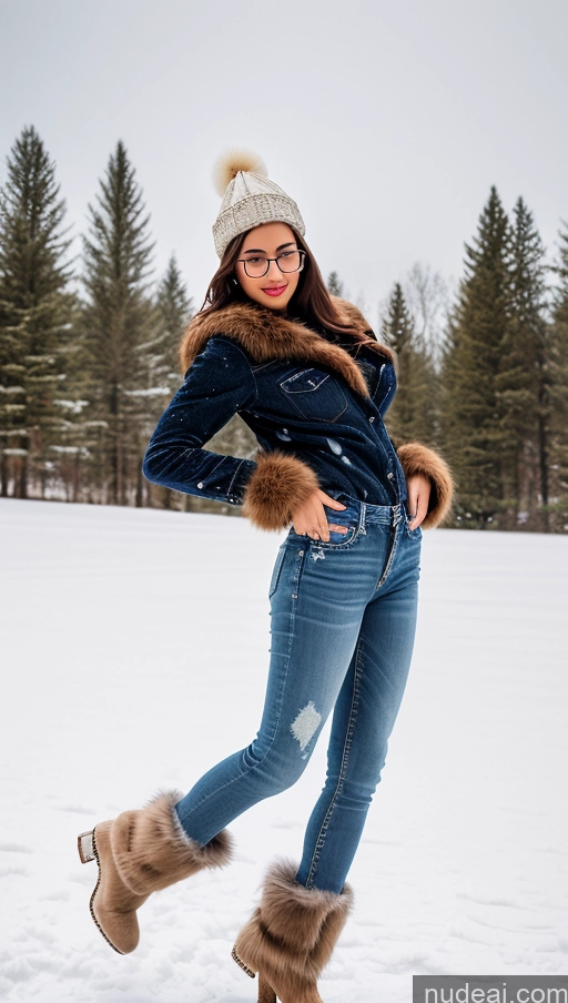 related ai porn images free for One Long Legs Perfect Body 18 Seductive Brunette Straight 3d Front View Jeans Diamond Jewelry Shirt Woman Snow Jumping Boots Blouse Fur Hat Glasses Beautiful Latina