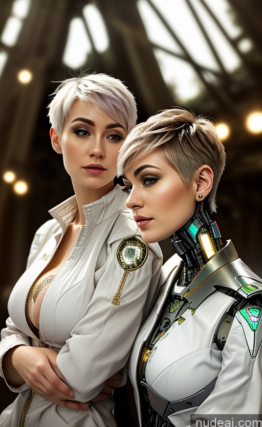 ai nude image of they are two women in futuristic costumes posing for a picture pics of Futuristicbot V2 Woman Busty Pixie Close-up View