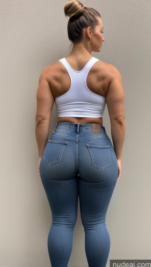 ai nude image of araffe butt lifter in a white top and blue jeans pics of Big Ass Big Hips Athlete Jeans Ponytail